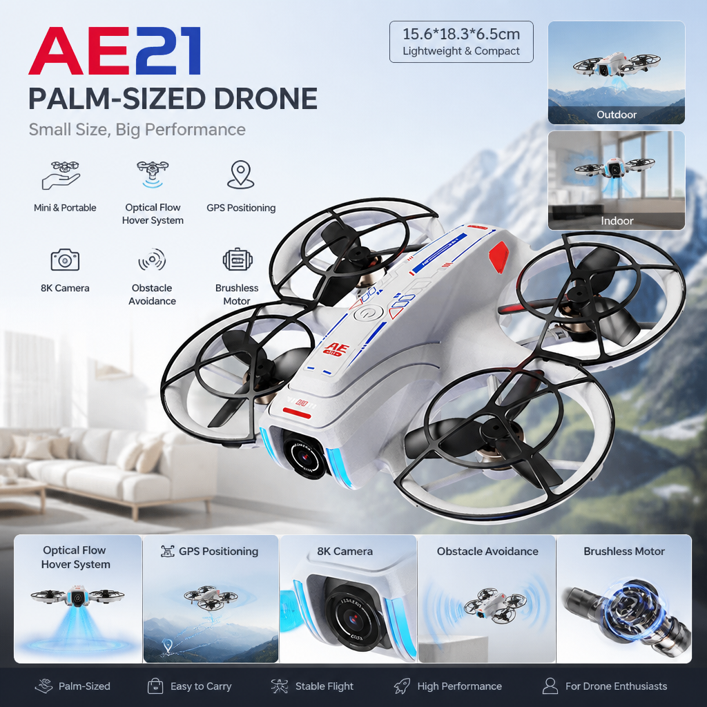 Drone Kit Tricopter - 2026 New AE21 Mini Drone 8K